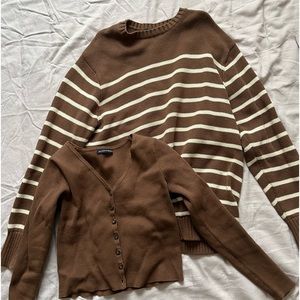 BRANDY MELVILLE COCO BROWN BUNDLE (crewneck + cardigan)